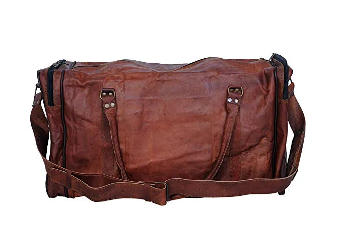 21 Inch Vintage Leather Duffel Travel Gym Sports Overnight Weekend Duffel Bag