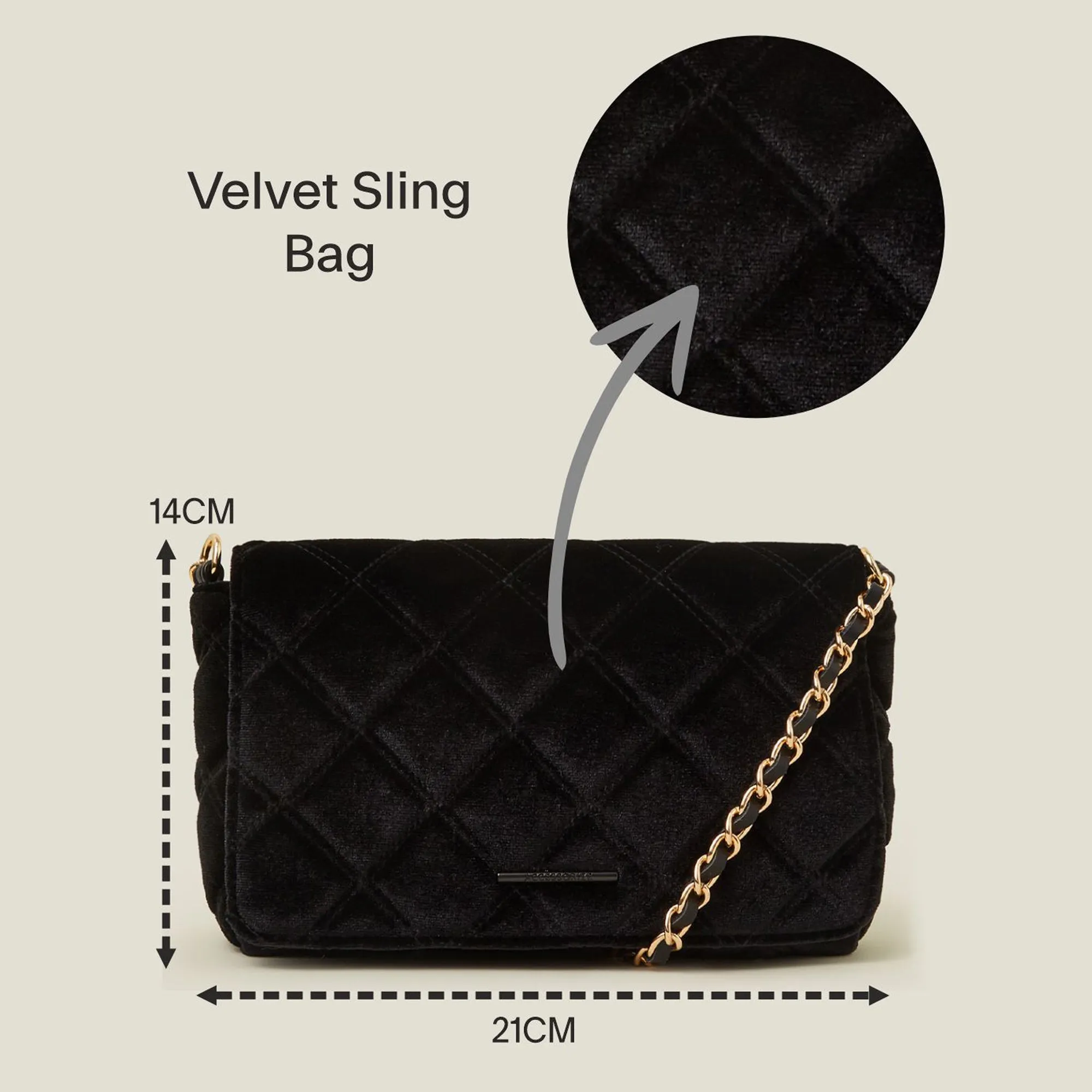 Accessorize London Women's Black Velvet Sling Bag