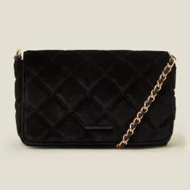 Accessorize London Women's Black Velvet Sling Bag