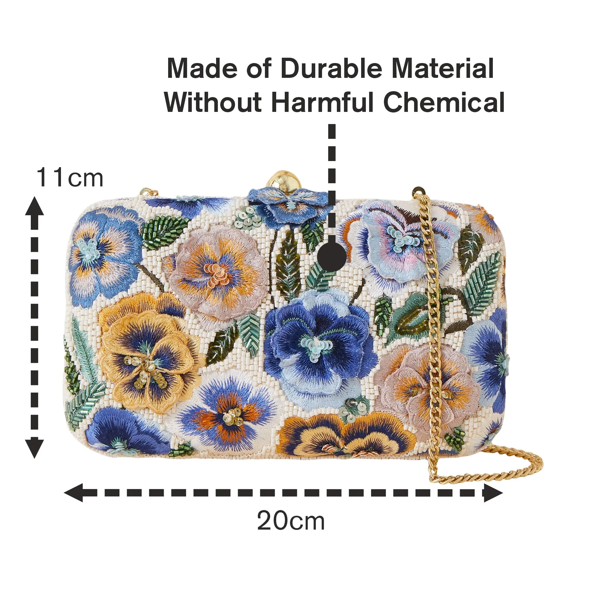 Accessorize London Women's Pastel Multi Hand-Embellished Beaded Floral Hardcase Clutch