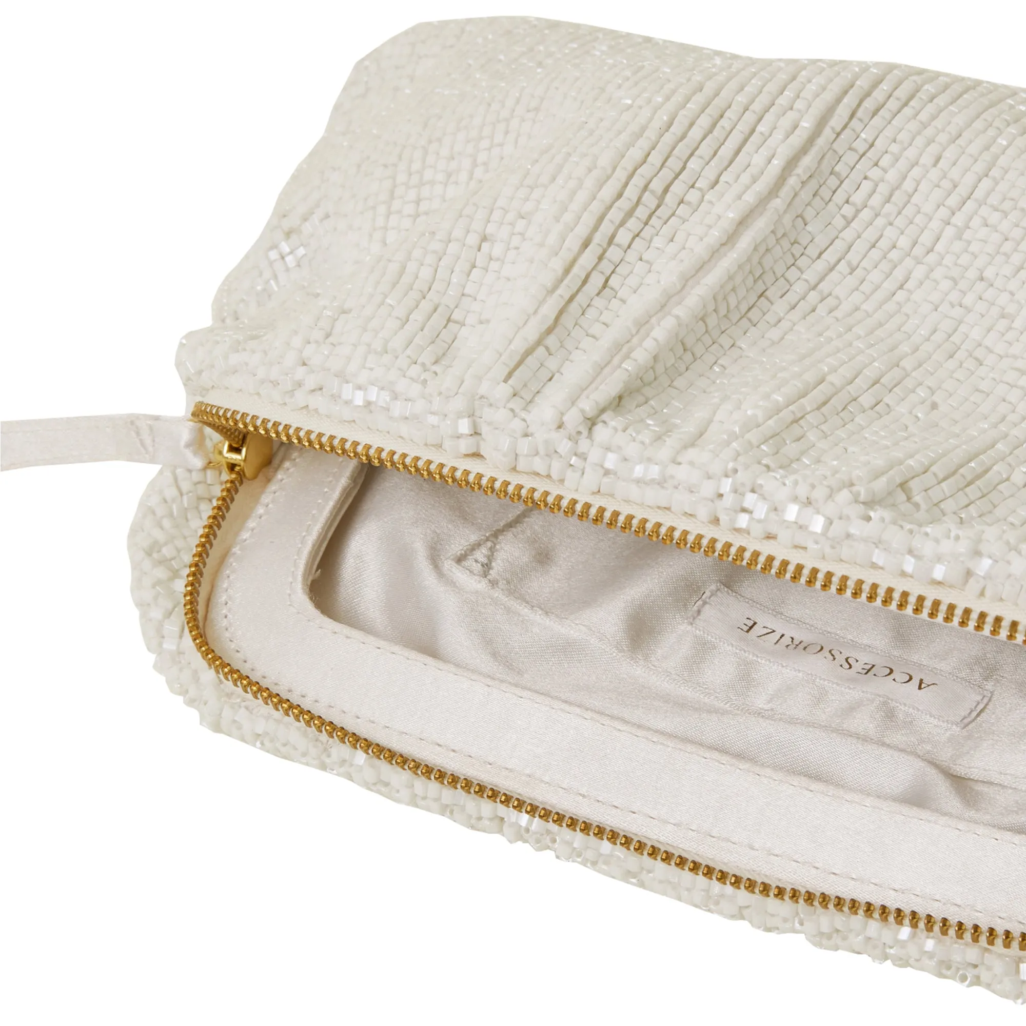 Accessorize London Women's White Bridal Hand-Beaded Clutch Bag