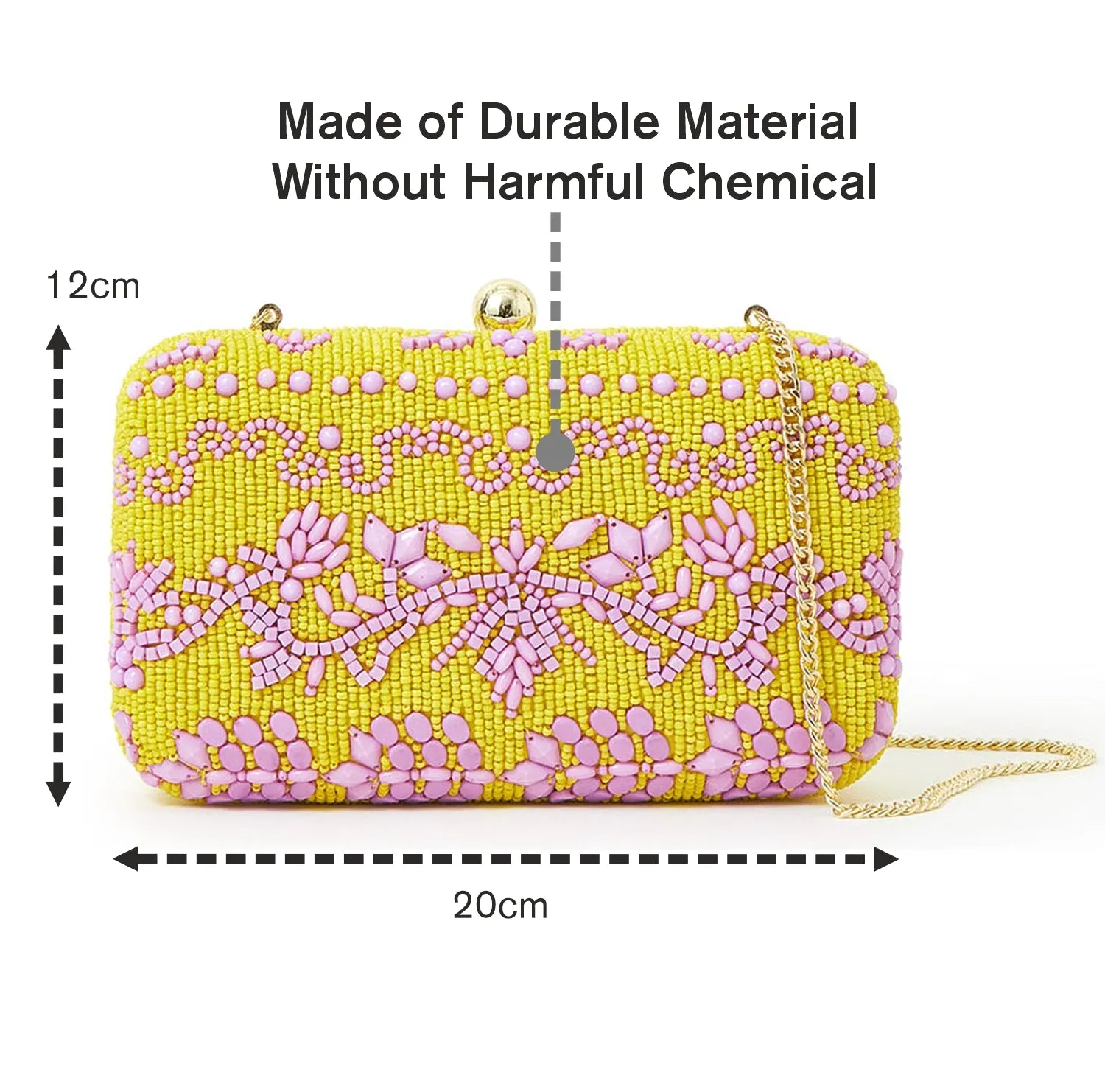 Accessorize London Women's Yellow Hand-beaded Hardcase Clutch Bag