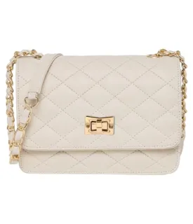 ADISA Women's Girls Quilted Cross Body Sling Bag (SL5059-Off White)