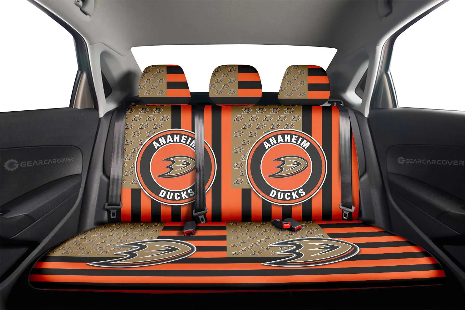 Anaheim Ducks Car Back Seat Cover Custom US Flag Style