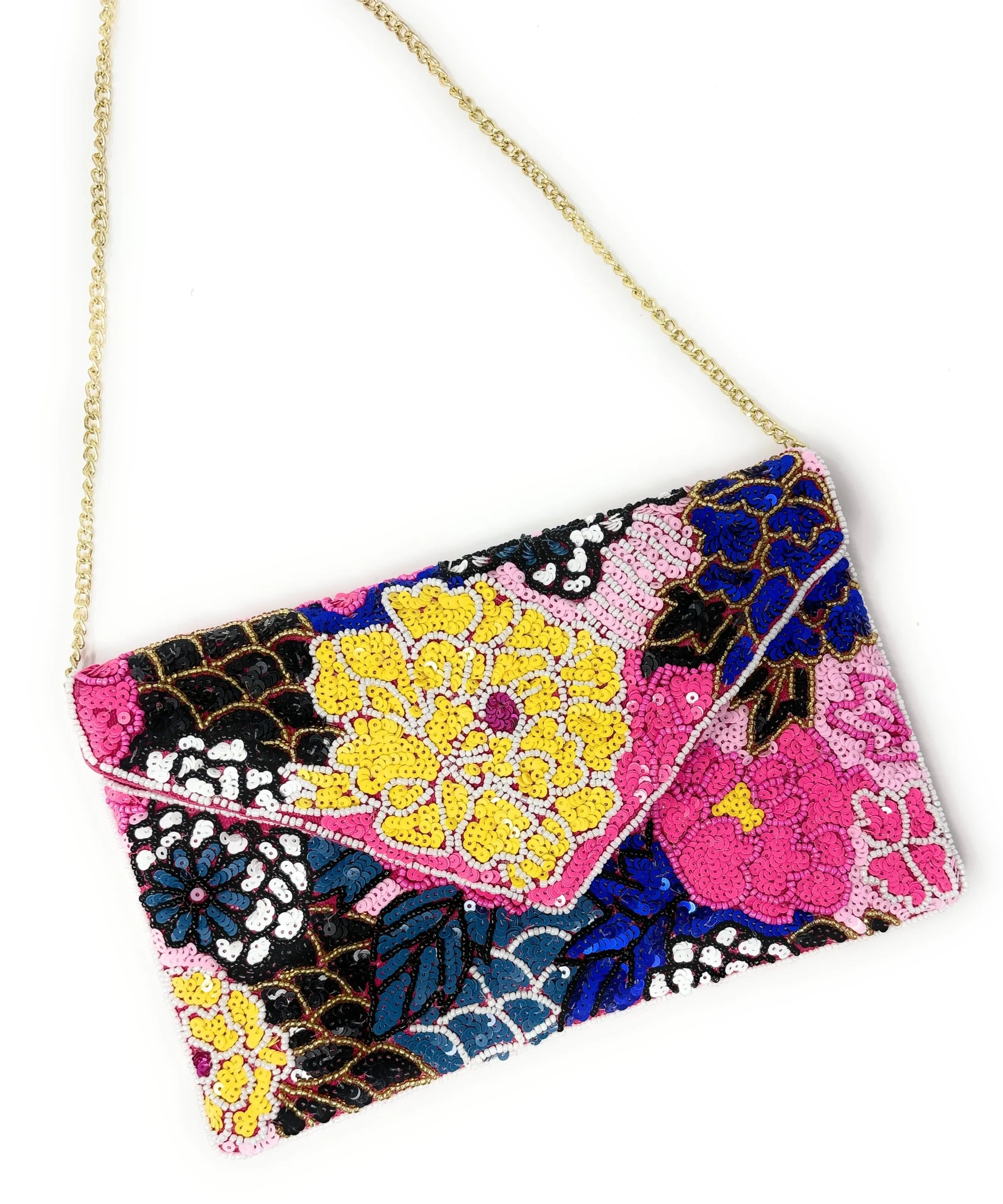 Aster Beaded Floral Clutch Purse