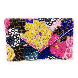 Aster Beaded Floral Clutch Purse