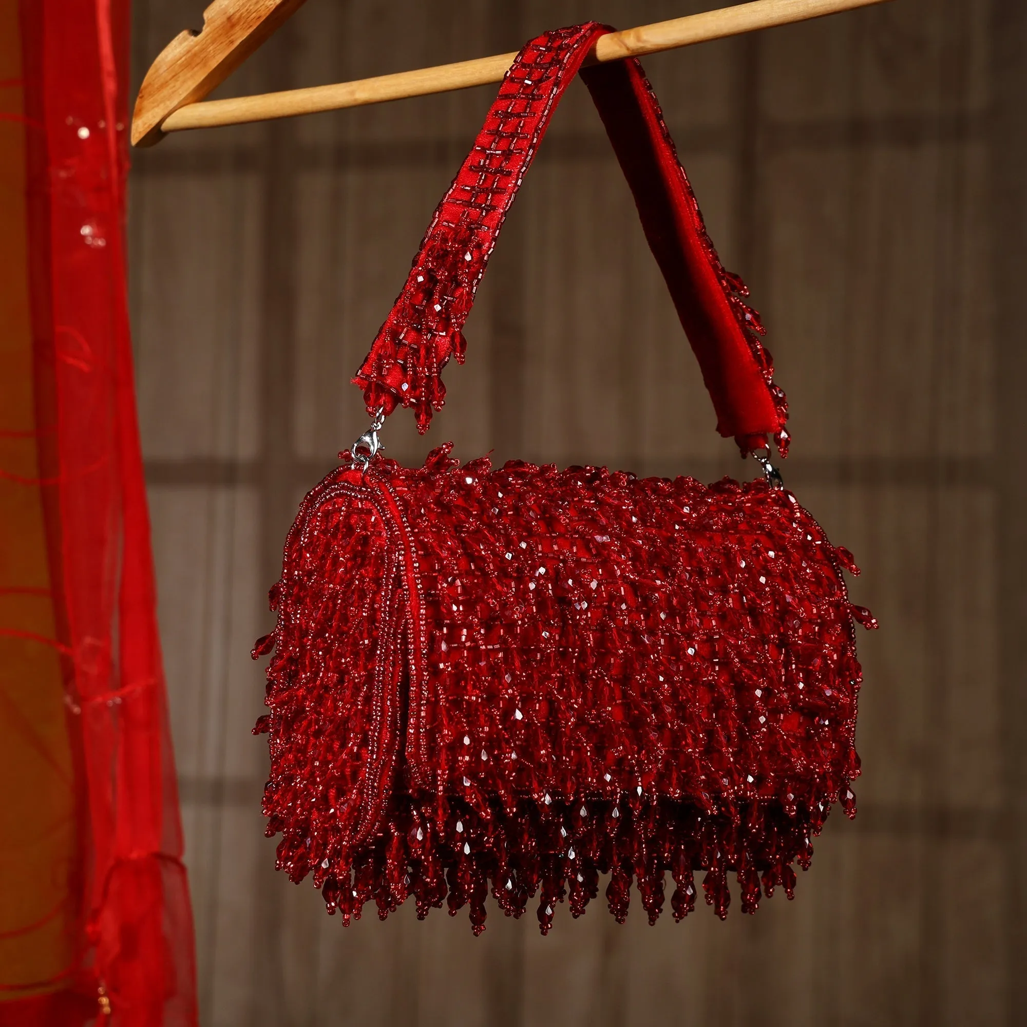 Beaded Ruby Flap bag