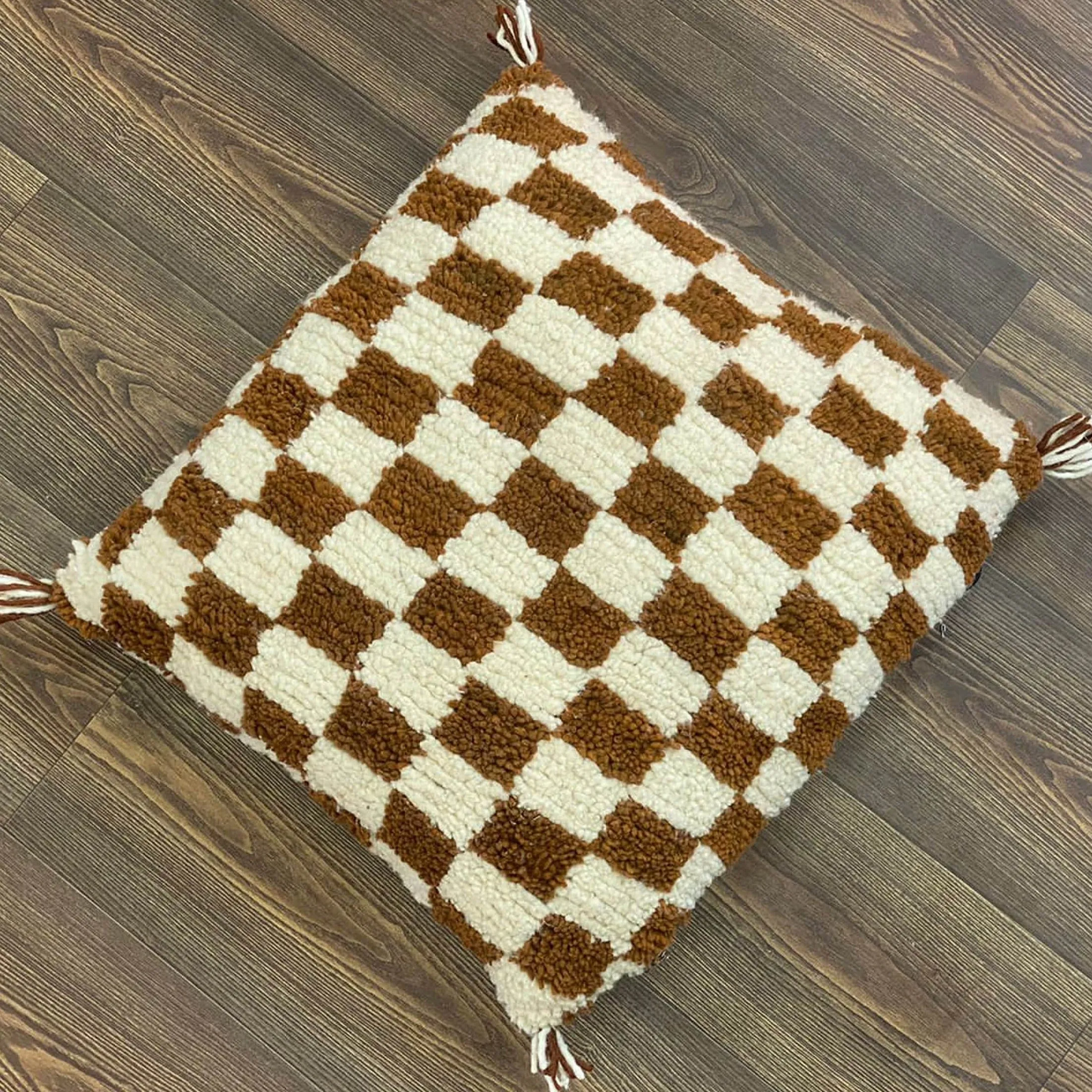 Berber Cushion Gold Checkered