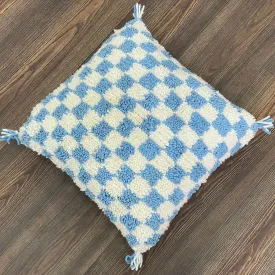 Berber Pillow Sky Blue Checkered