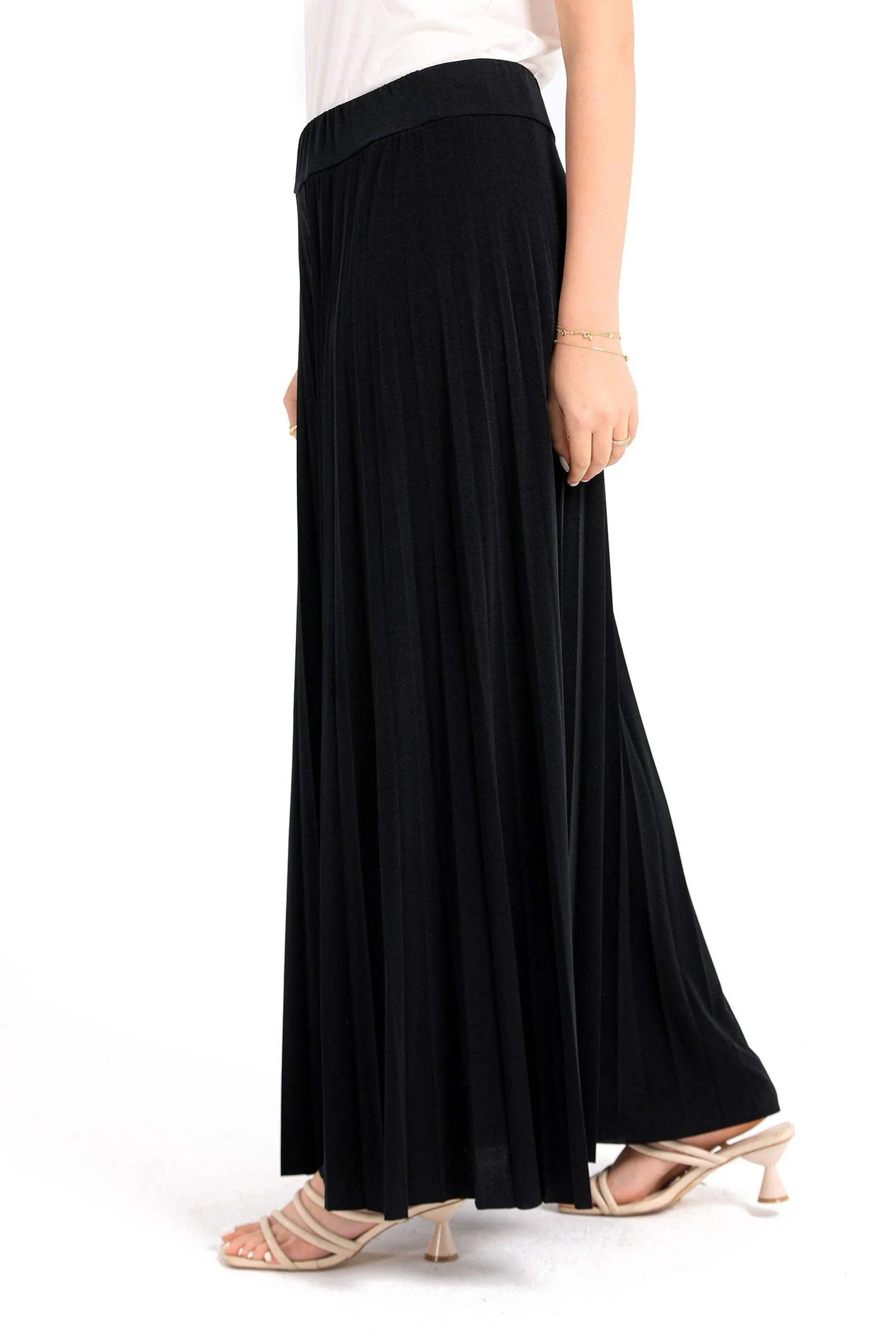 Black Pleated Wide Leg Pants