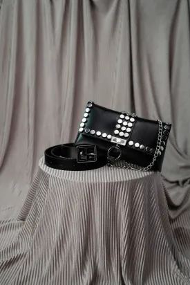 Black Studded Waist Belt Bag