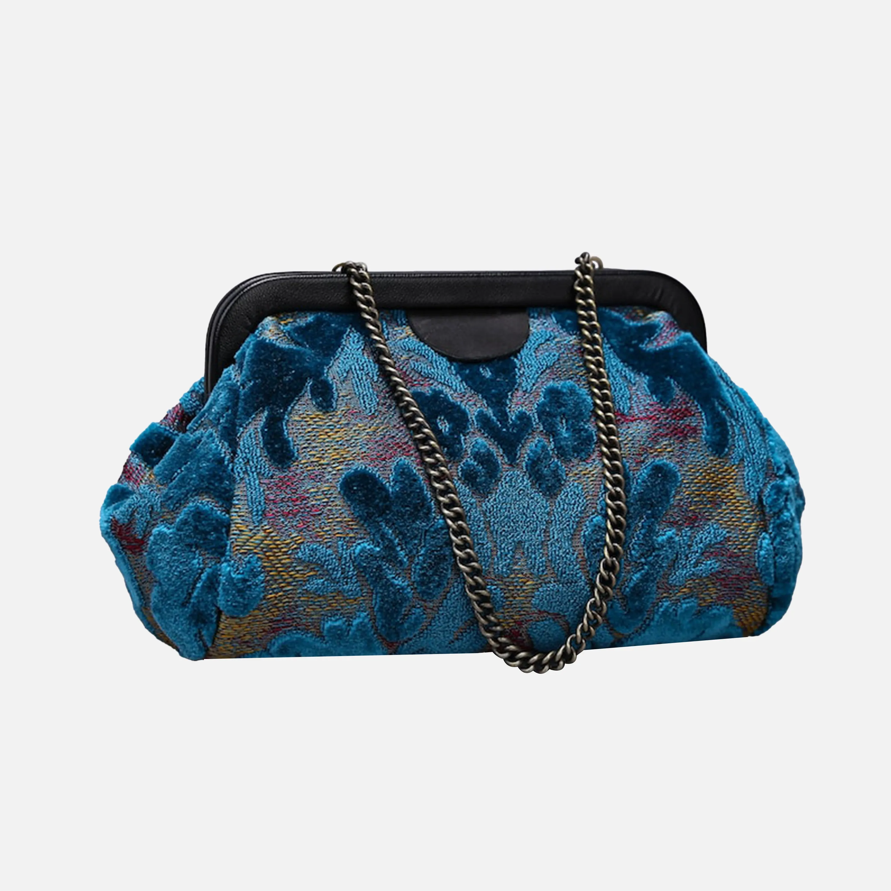 Burnout Velvet Aqua Blue Evening Bag Clutch