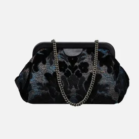 Burnout Velvet Black Evening Bag Clutch