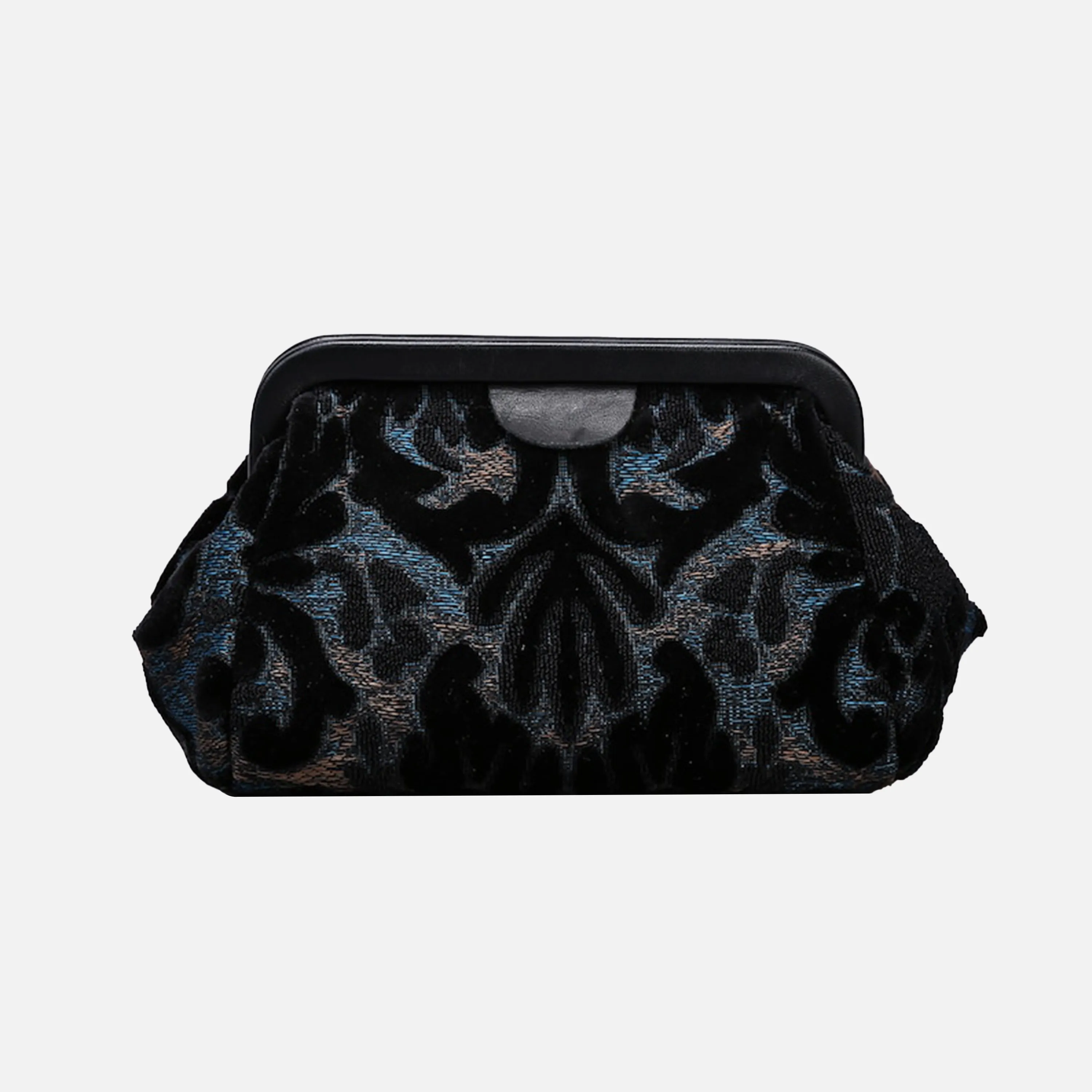 Burnout Velvet Black Evening Bag Clutch