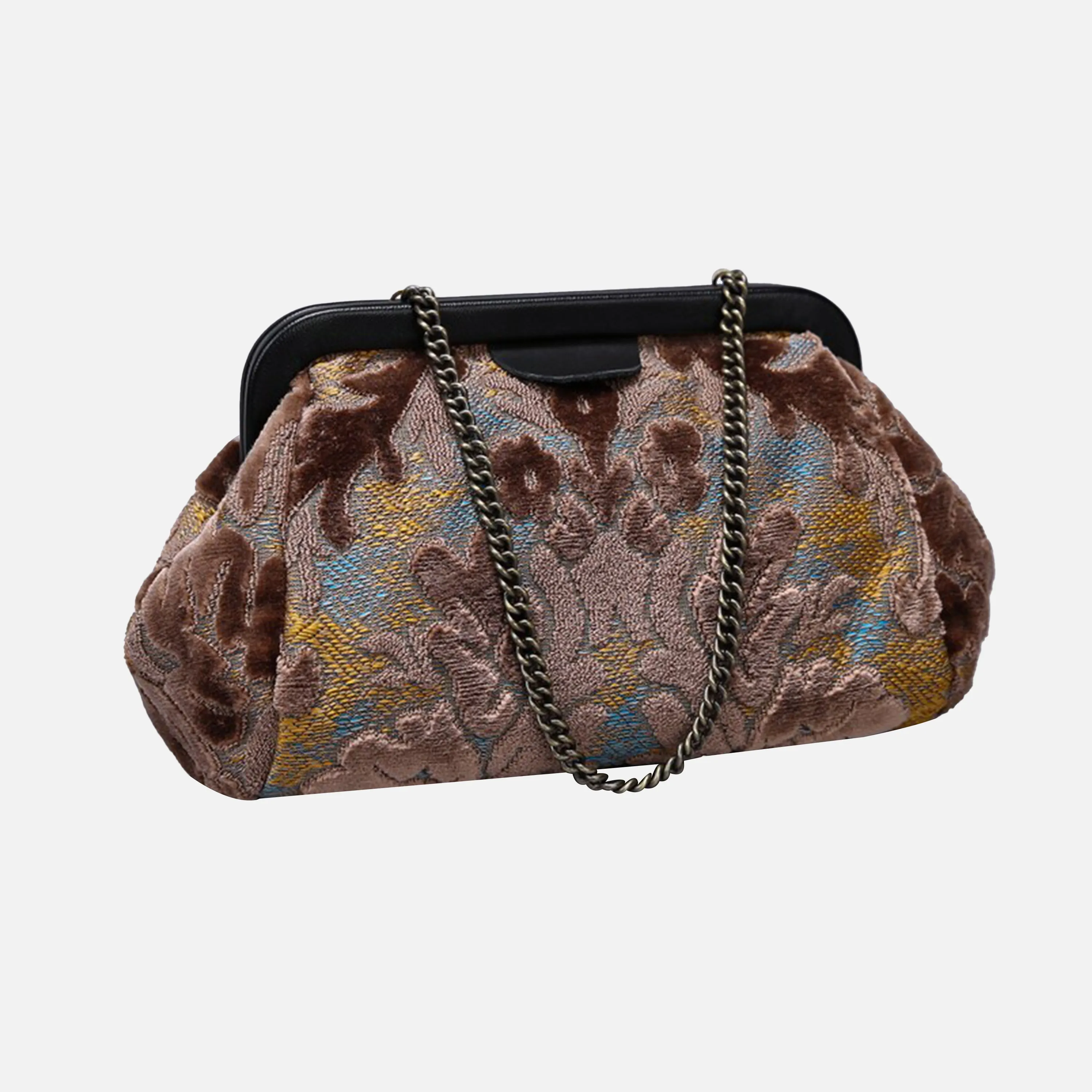 Burnout Velvet Camel Evening Bag Clutch