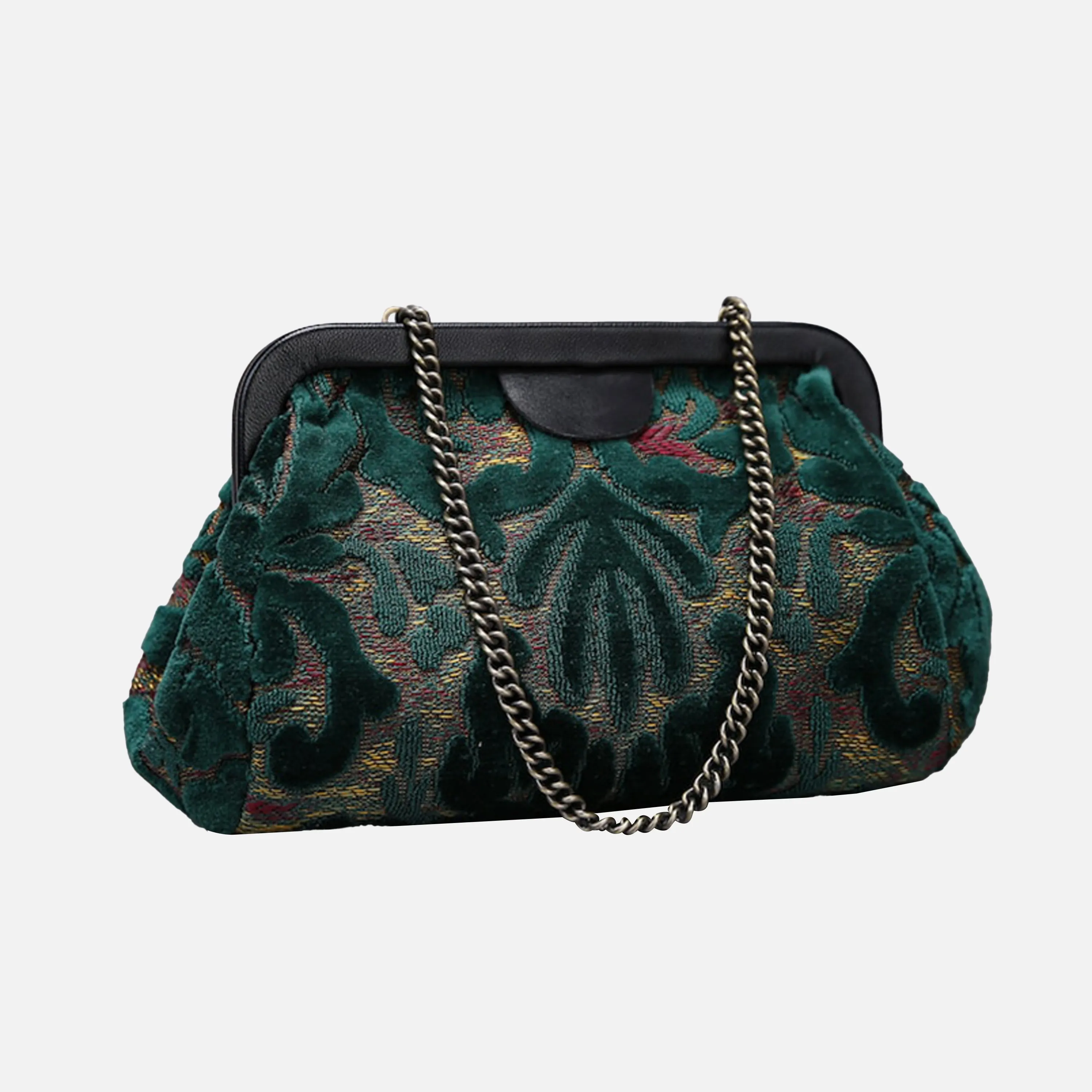 Burnout Velvet Jade Green Evening Bag Clutch