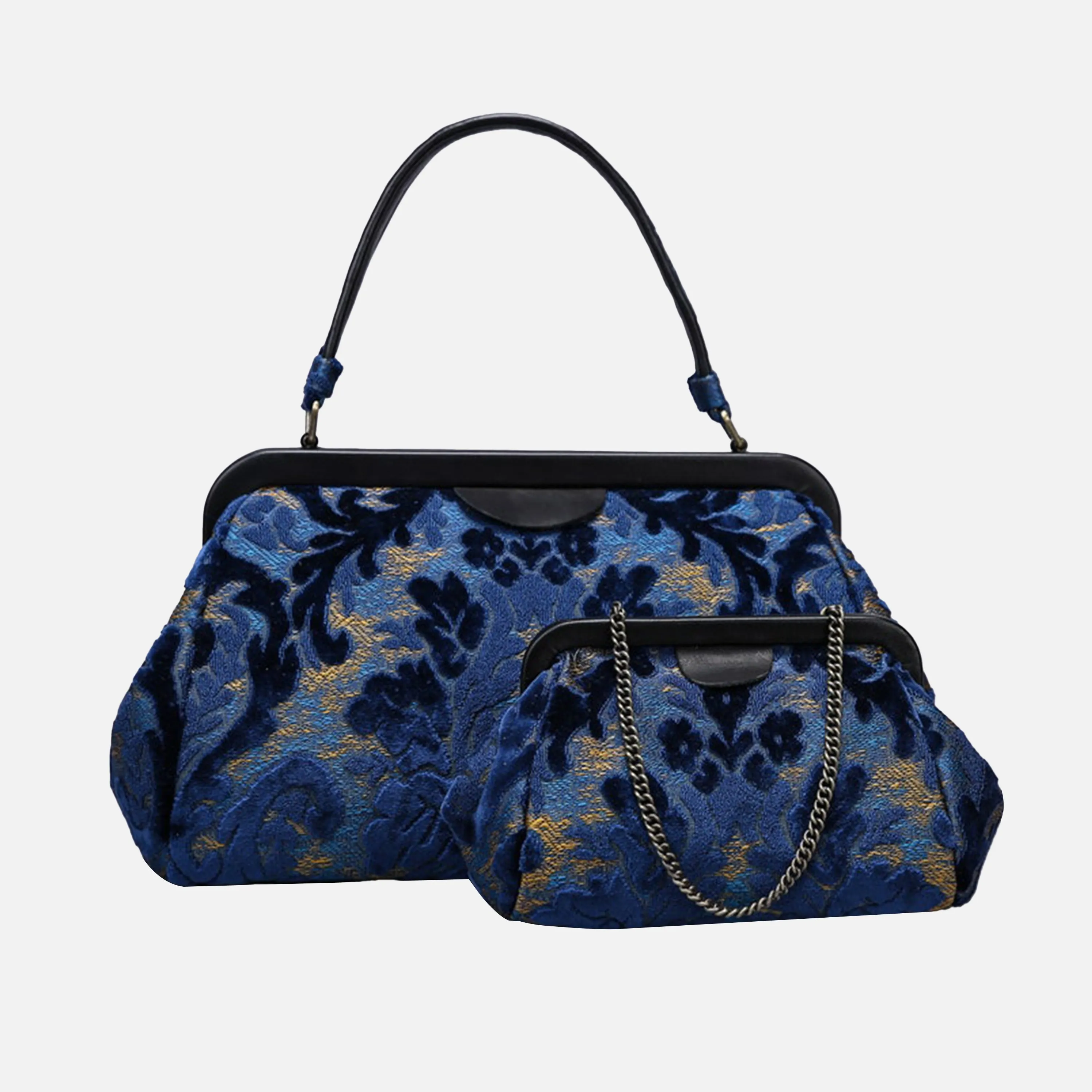 Burnout Velvet Navy Evening Bag Clutch