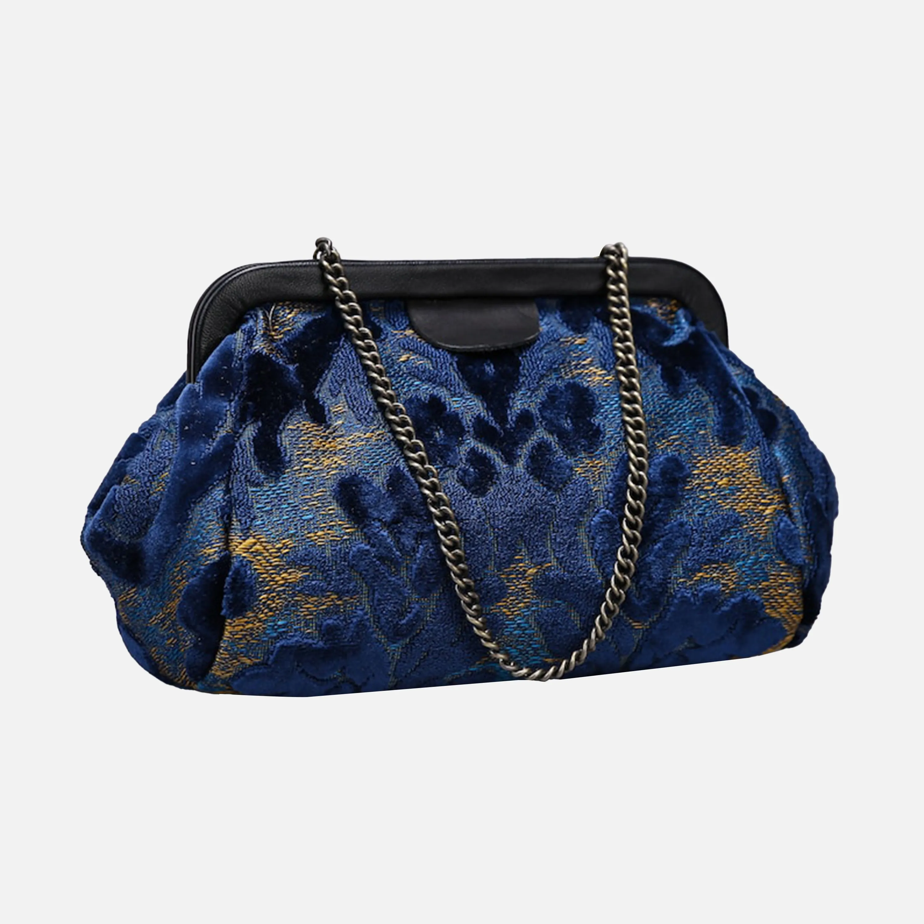 Burnout Velvet Navy Evening Bag Clutch