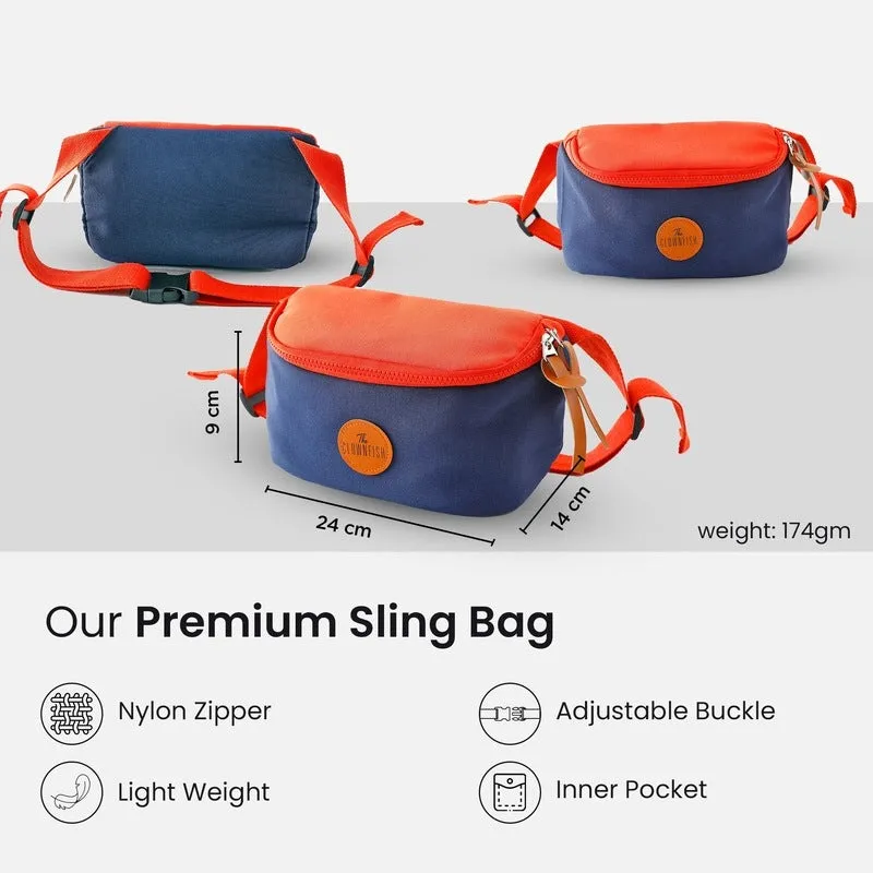 Clownfish Sling Bag - Durable Twill, Adjustable Buckle | 24X14X9cm | Orange & Blue