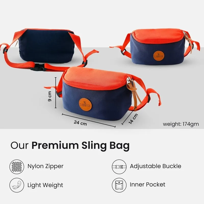 Clownfish Sling Bag - Durable Twill, Adjustable Buckle | 24X14X9cm | Orange & Blue