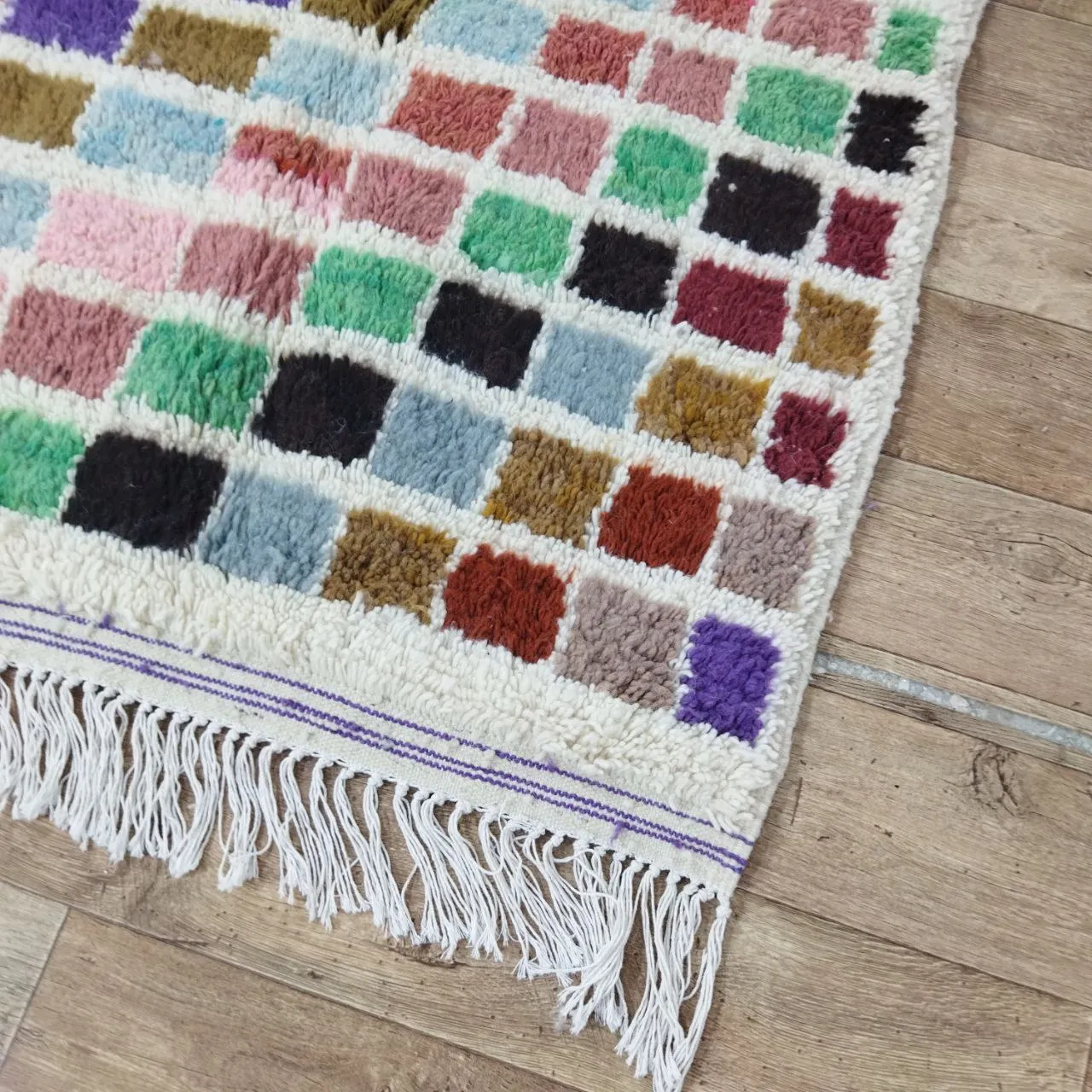 Colorful Handmade Rug, Colorful Checkered Rug - Berber style wool rug from Morocco - Modern rug