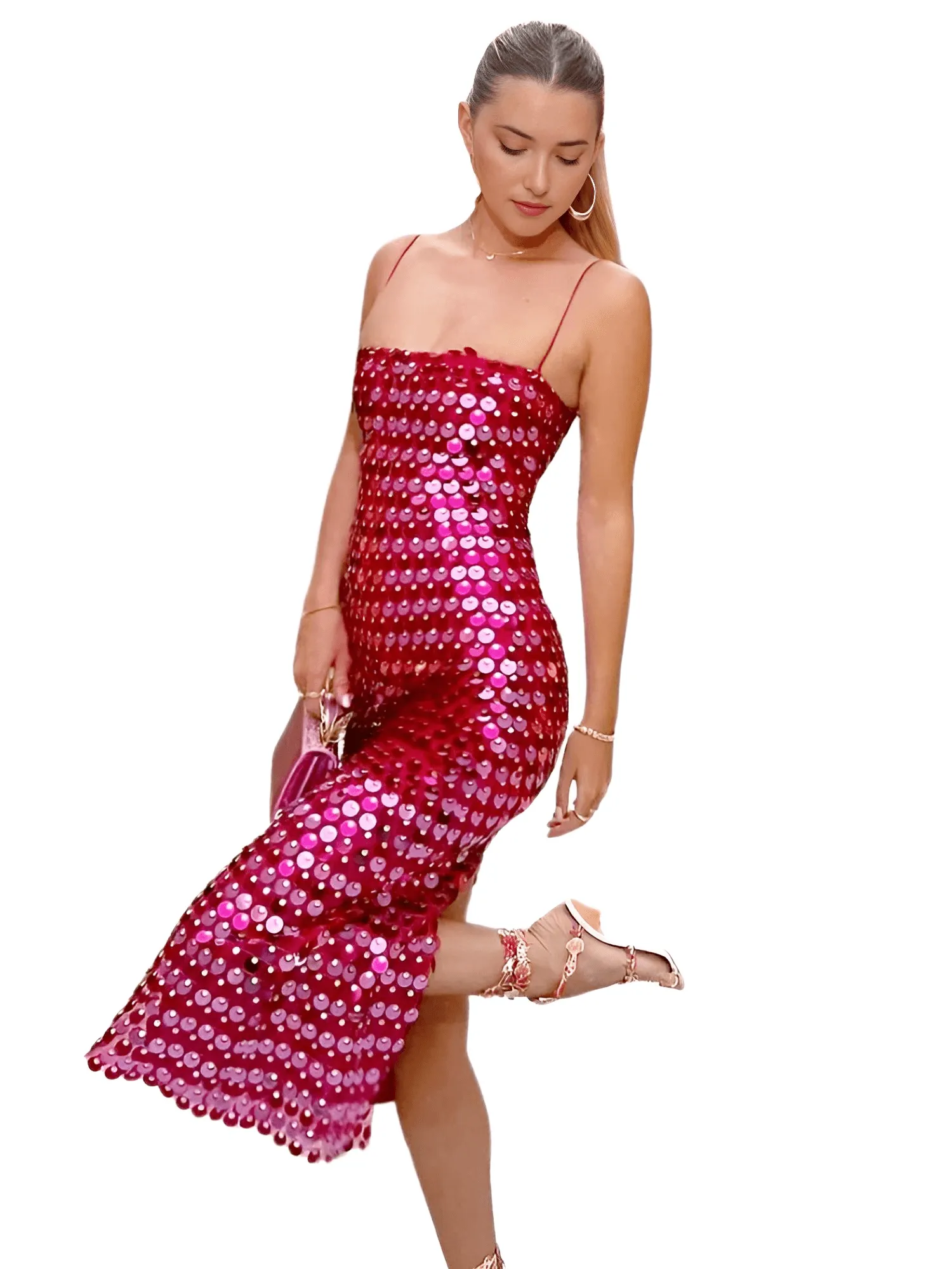 Fashionable Sexy Beaded Irregular Dresses Women's Colorful Sequin Dresses