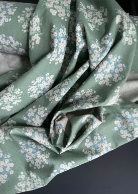 Floral Burst, Sage Green.  Linen Cotton Canvas