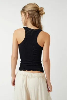 FREE PEOPLE BOULEVARD RIBBED SEAMLESS TANK BLACK