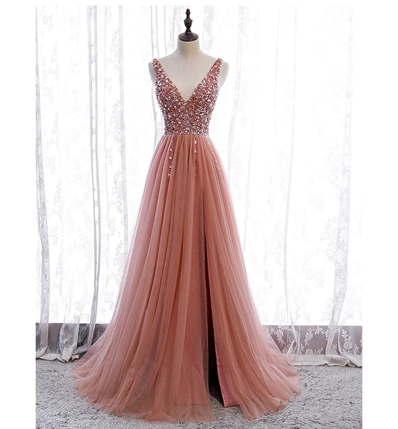 Funki Buys | Dresses | Women's Beaded  Evening Dress | Tulle