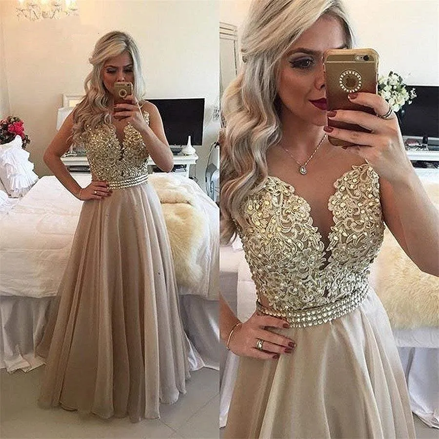 Funki Buys | Dresses | Women's Chiffon Beaded Prom Dress