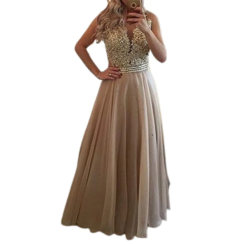 Funki Buys | Dresses | Women's Chiffon Beaded Prom Dress