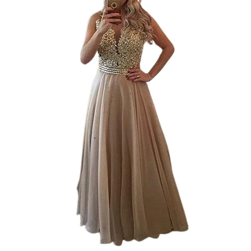 Funki Buys | Dresses | Women's Chiffon Beaded Prom Dress