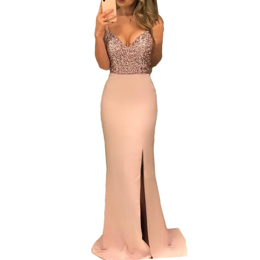 Funki Buys | Dresses | Women's Long Sequin Prom Party Dress