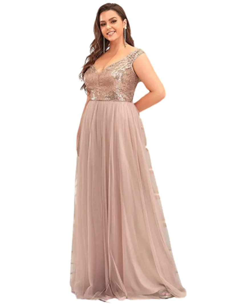 Funki Buys | Dresses | Women's Plus Chiffon Sequin Long Dress