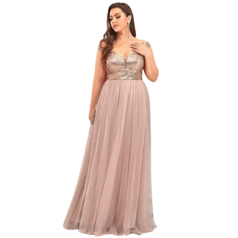 Funki Buys | Dresses | Women's Plus Chiffon Sequin Long Dress