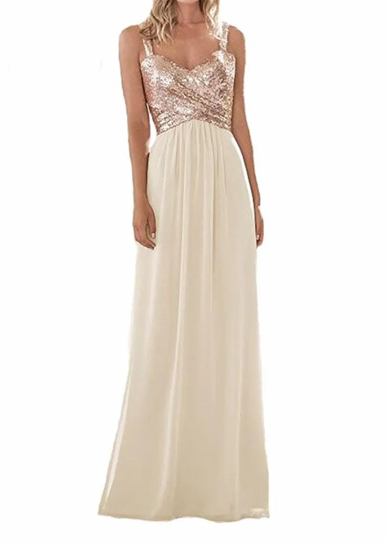 Funki Buys | Dresses | Women's Sequin Prom Bridesmaid Dress