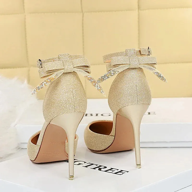 Funki Buys | Shoes | Women's Glitter Bow Knot Strappy Heels