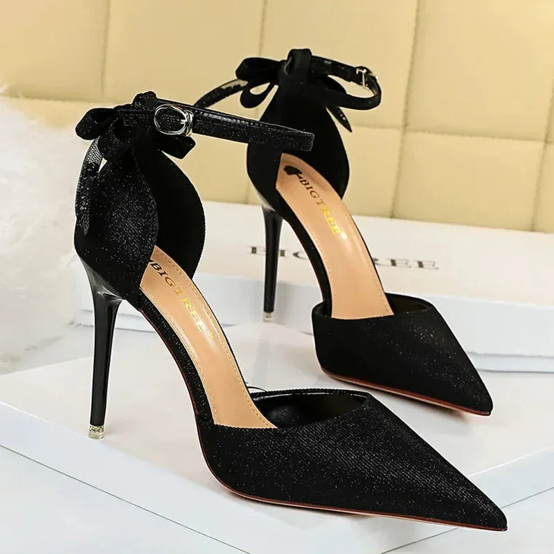 Funki Buys | Shoes | Women's Glitter Bow Knot Strappy Heels