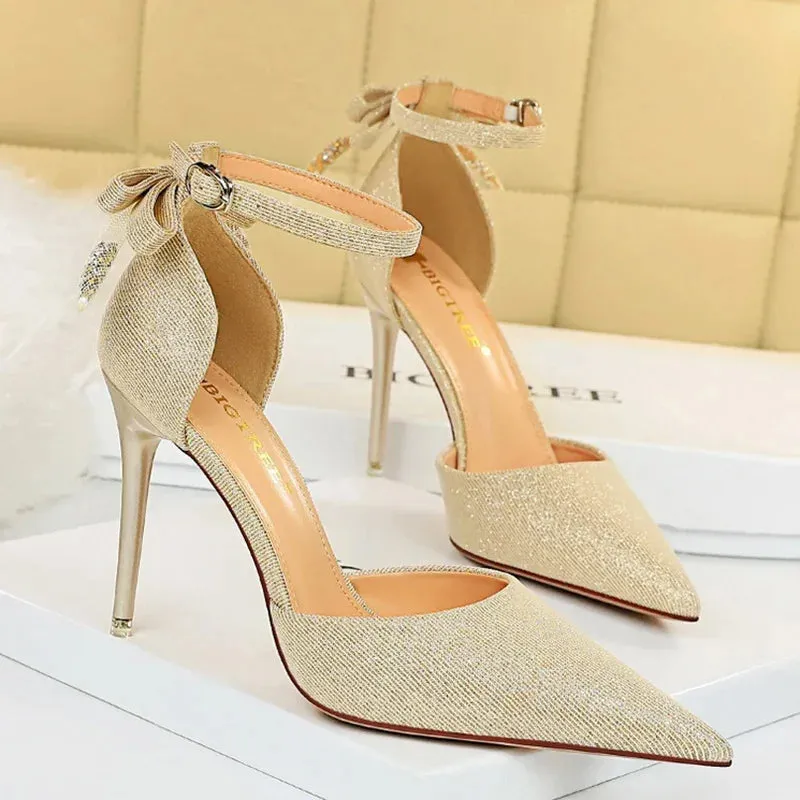 Funki Buys | Shoes | Women's Glitter Bow Knot Strappy Heels