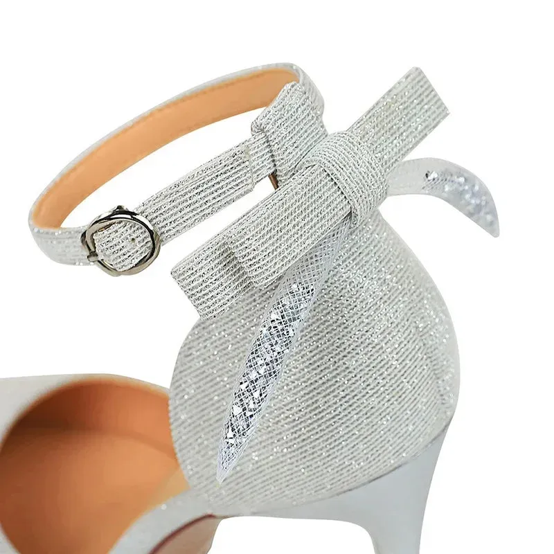 Funki Buys | Shoes | Women's Glitter Bow Knot Strappy Heels