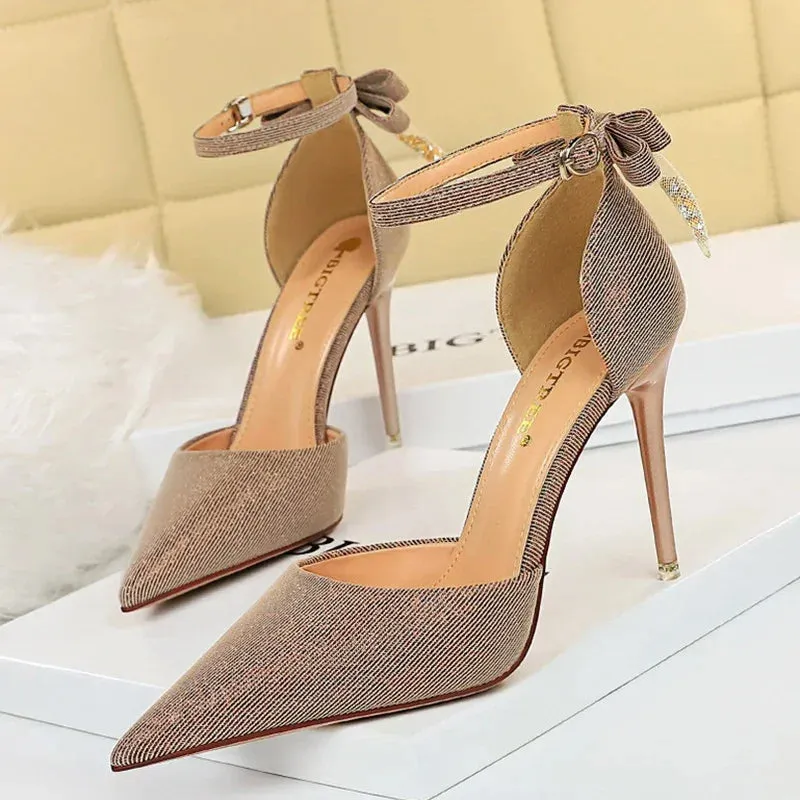 Funki Buys | Shoes | Women's Glitter Bow Knot Strappy Heels