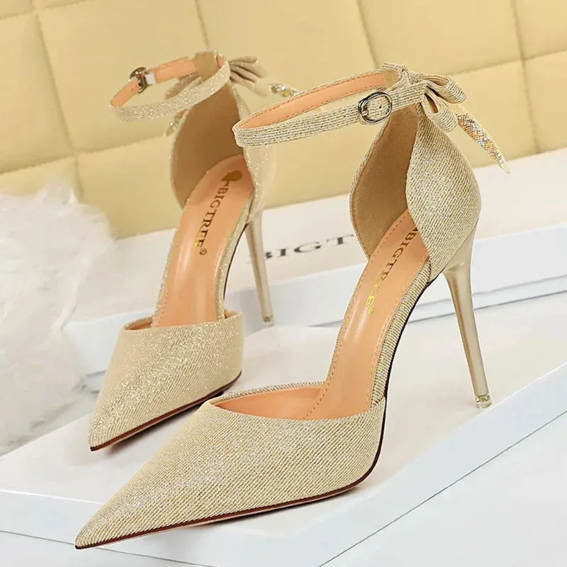 Funki Buys | Shoes | Women's Glitter Bow Knot Strappy Heels