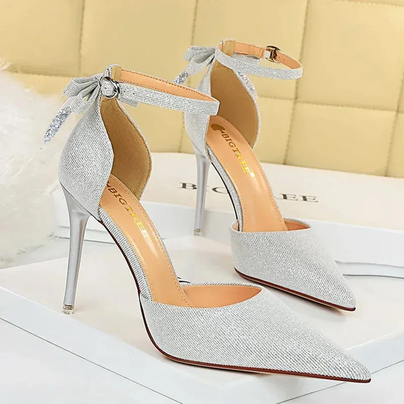 Funki Buys | Shoes | Women's Glitter Bow Knot Strappy Heels