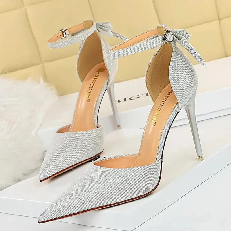 Funki Buys | Shoes | Women's Glitter Bow Knot Strappy Heels