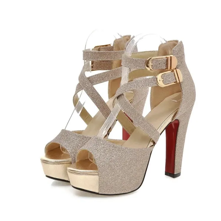 Funki Buys | Shoes | Women's Gold Glitter Platform Sandals