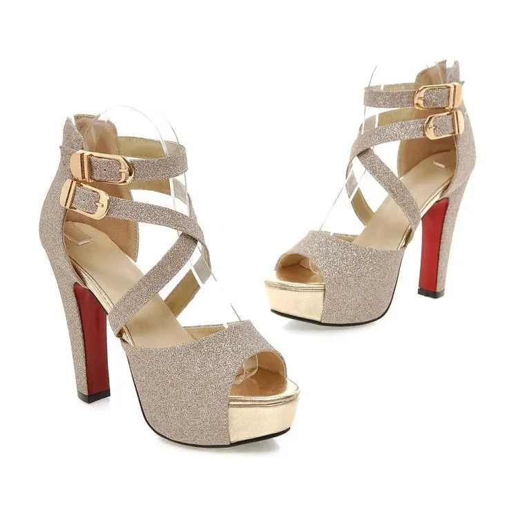 Funki Buys | Shoes | Women's Gold Glitter Platform Sandals