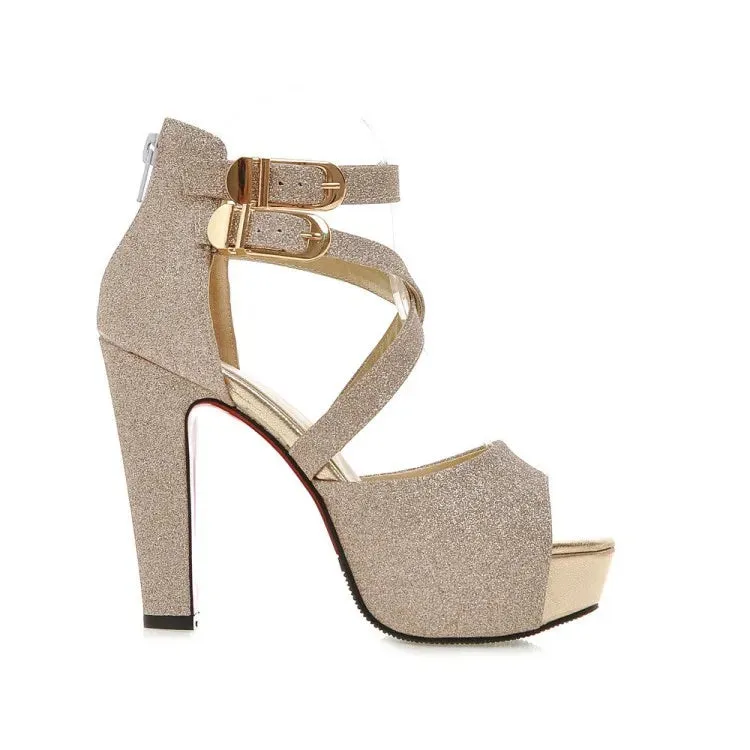 Funki Buys | Shoes | Women's Gold Glitter Platform Sandals