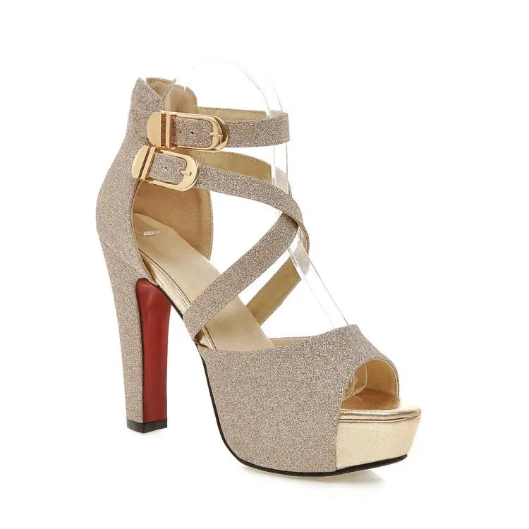 Funki Buys | Shoes | Women's Gold Glitter Platform Sandals