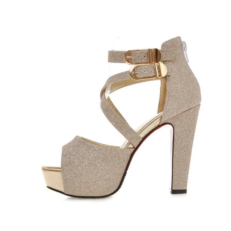 Funki Buys | Shoes | Women's Gold Glitter Platform Sandals