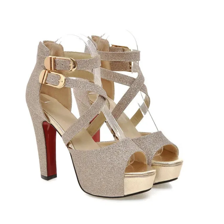 Funki Buys | Shoes | Women's Gold Glitter Platform Sandals